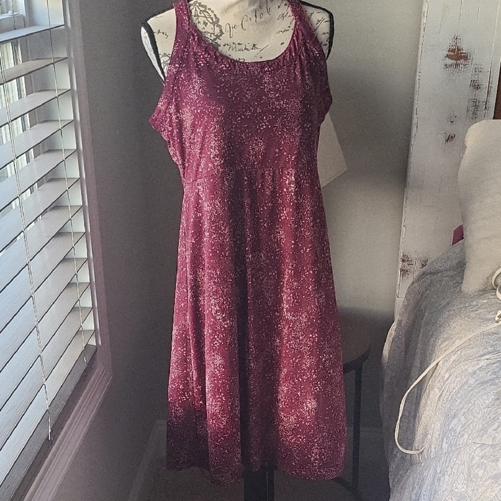 Columbia Maroon Sleeveless Halter Sundress Midi